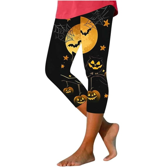 Idoravan Women's Printed Leggings Women's Summer High Waisted Printing Capris Matching Slim Fitting Yoga Gym Pants Multicolor S