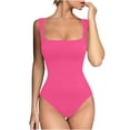thumbnail image 1 of Idoravan Women's Slimming Long Leg Bodysuit,Women's Sexy Seamless Neck Sleeveless Tapered Shoulder Strap Jumpsuit Hot Pink S, 1 of 9