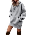 thumbnail image 1 of Idoravan Hoodie Dress for Women Sweatshirt Dress Oversized Casual Fall Winter Pullover Dresses with Pockets Women's Solid Dress Hooded Sweatshirt Dress Long-Sleeved Dress with Pocket, 1 of 6