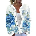thumbnail image 1 of Idoravan Womens Button-Front Cardigan Sweaters Pattern Print Ladies' Casual Floral Printed Knitted Cardigan With Button Up Jacket And Top Multicolor M, 1 of 5