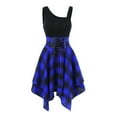 thumbnail image 1 of Idoravan Womens Casual Dresses Women's Fashion Lace-up Short-sleeved Irregular Hem Plaid Stitching Dress, 1 of 1