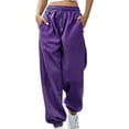 thumbnail image 1 of Idoravan Womens Casual Pants Women's Fashion Casual Solid Elastic Waist Trousers Long Straight Pants, 1 of 1