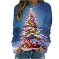 thumbnail image 1 of Idoravan Womens Christmas Graphic Sweatshirts Women's Christmas Printed Round Neck Long Sleeved Top Loose Fitting Sweater Black M, 1 of 4