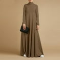 thumbnail image 1 of Idoravan Womens Dresses Long Sleeve Women's Plus Size Casual Dress High Collar Solid Color Long Sleeve Winter Fall Basic Casual Maxi Long Dress Daily Vacation Dress, 1 of 6