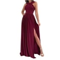 thumbnail image 1 of Idoravan Womens Evening Dresses Women's Elegant Sexy Casual Women's Summer Sexy Solid Backless Neck Hem Split Dresses, 1 of 9