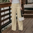 thumbnail image 1 of Idoravan Womens Fashion Casual Loose Pants Elastic Button Waist Wide Leg Pants, 1 of 1