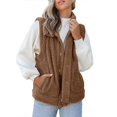 thumbnail image 1 of Idoravan Womens Fleece Sleeveless Jacket,Women's Solid Color Sleeveless Plush Cardigan Jacket Versatile Button Top Khaki S, 1 of 9