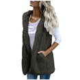 thumbnail image 1 of Idoravan Womens Fleece Sleeveless Jacket,Womens Casual Tops Solid Vests Outerwear,Warm Fleece Comfy Warm Hoodie Jacket Coat with Pockets Gray M, 1 of 4