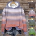 thumbnail image 1 of Idoravan Womens Hoodies Plus Size Women's Winter Gradient Color Striped Hooded Long Sleeved Top with Fleece Hoodie Sweatshirt Purple, 1 of 5