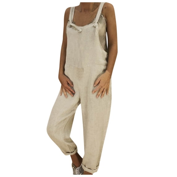 Idoravan Womens Jumpsuits and Rompers Summer Women Plus Size Overalls Casual Loose Dungarees Romper Baggy Playsuit Jumpsuit