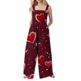 thumbnail image 1 of Idoravan Womens Jumpsuits and Rompers Summer Women's Printed Jumpsuit Casual Button Pocket Sleeveless Wide Leg Trousers, 1 of 6