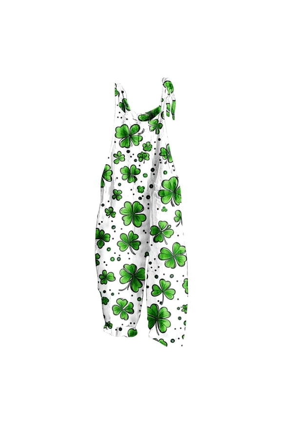 Womens Jumpsuits and Rompers Summer Women's Printed Jumpsuit Casual Button Pocket Sleeveless Wide Leg Trousers