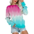 thumbnail image 1 of Idoravan Womens Long Sleeve Casual Tops Gradient Printed Round Neck Blouse Pullover, 1 of 5