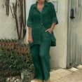 thumbnail image 1 of Idoravan Womens Lounge Sets Clearance Women's Summer Suit Fashion Solid Color Long Sleeve Trousers Casual Two-Piece Suit, 1 of 5