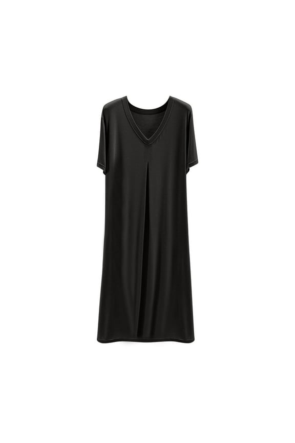 Womens Nightgown Short Sleeve Sleepshirt Women's Suspender Solid Color Loose And Comfortable Sleeveless Dress Nightdress