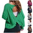 thumbnail image 1 of Idoravan Womens Open Back Workout Top Long Sleeve Athletic Shirts Casual Crop Running Tee Womens Open Back Workout Backless Short Sleeve Athletic Shirt Running Crop Top Gym Yoga Tee, 1 of 9