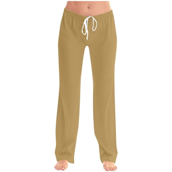 Womens Pants with Drawstring Waist Pants for Women Plus Size Womens Summer Fashion Solid Casual Elastic Waist Drawstring Long Pants