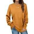 thumbnail image 1 of Idoravan Womens Plus Size Long Sleeve Tops Women's Printed Round Neck Button Pleated Long Sleeve Top Long Sleeve Round Neck Top/shirt, 1 of 6
