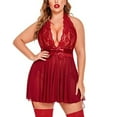 thumbnail image 1 of Idoravan Womens Plus Size Nightgown Chemise Sleeveless Sleepwear Full Slip Lace Halter Nightwear, 1 of 1