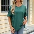 thumbnail image 1 of Idoravan Womens Plus Size Shirts Spring Savings Womens Fashion Print Tops Short Sleeve Out Blouse Funny Round Neck T-Shirt Tops, 1 of 7