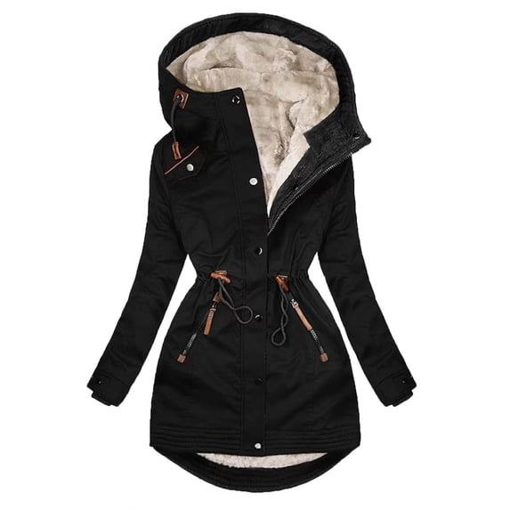 Idoravan Womens Puffer Jackets Clearance Sale Fashion Woman Long Sleeve Open Front Outerwear Solid Blouse Coat Tops Button Blouse Black M