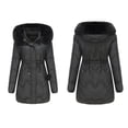 thumbnail image 1 of Idoravan Womens Puffer Jackets Sale Women's Fashionable Long Sleeved Solid Color Hoodie with Pockets, Cotton Jacket, Long Sleeved Cotton Jacket Black XL, 1 of 5
