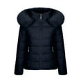 thumbnail image 1 of Idoravan Womens Puffer Jackets Sale Women's Winter Cotton Jacket with Hood, Waist, and Plush To Overcome Outer Coat Black XL, 1 of 2