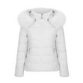 thumbnail image 1 of Idoravan Womens Puffer Jackets Sale Women's Winter Cotton Jacket with Hood, Waist, and Plush To Overcome Outer Coat White XXXL, 1 of 2