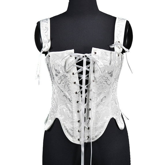 Idoravan Womens Renaissance Lace Up Vintage Boned Bustier Corset with Garters