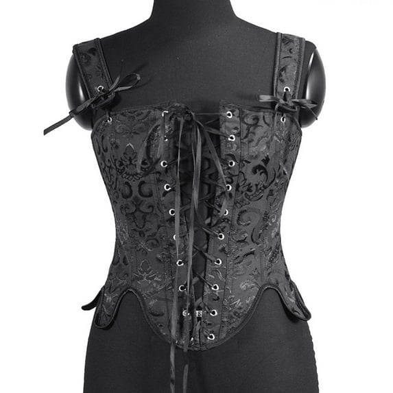 Idoravan Womens Renaissance Lace Up Vintage Boned Bustier Corset with Garters