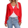 thumbnail image 1 of Idoravan Womens Ruffle Top Women's Summer Long Sleeve Sheer Chiffon Cardigan Thin Shawl Top, 1 of 7