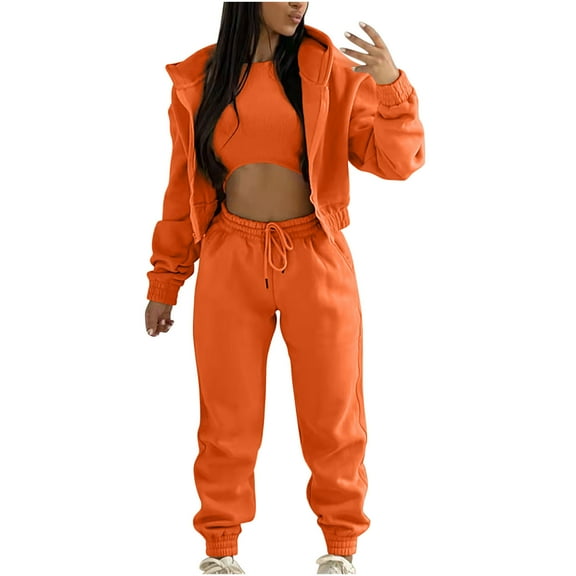 Idoravan Womens Sets 2 Piece Outfits Women Casual Color Clothes Sports Suit Long Sleeve Pants Two Piece Set