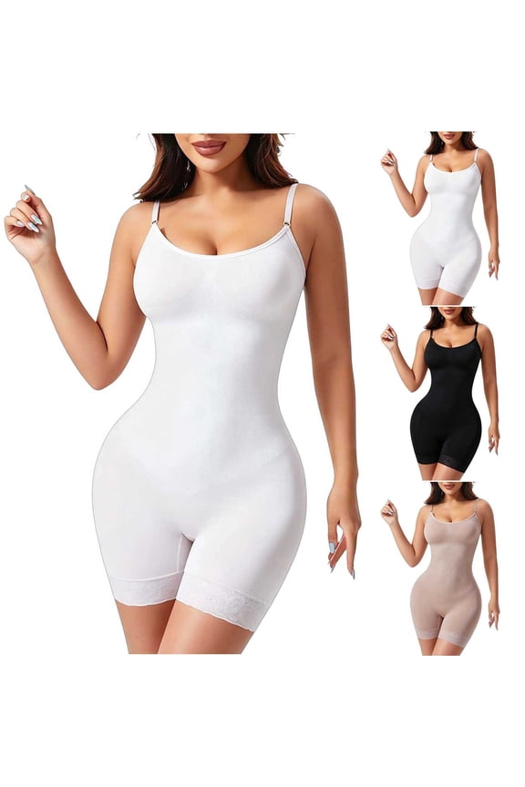 Womens Shapewear Bodysuit Shorts Full Body Shapewear for Women Tummy Control Bodysuit Fashion Women's Sleeveless Button Comfy Solid Regular Shaping Clothes