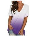 thumbnail image 1 of Idoravan Womens Short Sleeve Loose Tops Gradient V-neck T-shirt, 1 of 1