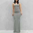 thumbnail image 1 of Idoravan Womens Sleeveless Dresses Sexy Women's Fashion Sexy Sleeveless Solid Round Neck Camies Ladies Vest Long Dress, 1 of 8