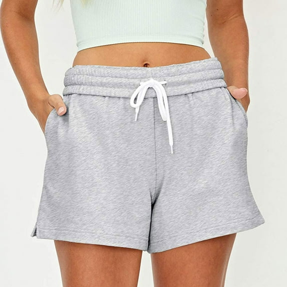 Idoravan Womens Summer Shorts Clearance Fashion Women Drawstring Casual Pocket Loose Solid Color Sports Shorts Pants