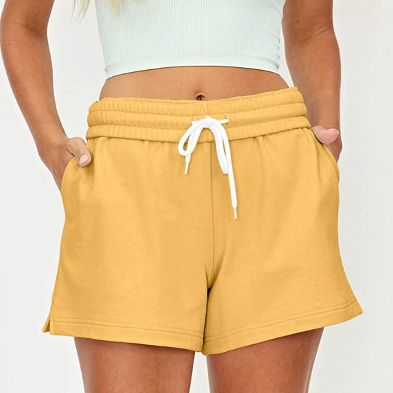 Idoravan Womens Summer Shorts Clearance Fashion Women Drawstring Casual Pocket Loose Solid Color Sports Shorts Pants