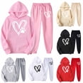 thumbnail image 1 of Idoravan Womens Sweat Suits and Jogger Sets Women's Casual Solid Printing Long Sleeve Pockets Elastic Waist Bandage Pockets Long Pants Sets, 1 of 5