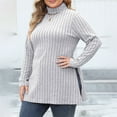 thumbnail image 1 of Idoravan Womens T Shirts Long Sleeve Crew Neck Basic Tee Fashion Women's Button Long Sleeve Turtleneck Blous Casual T-shirt Top Solid Blouse Gray L, 1 of 8