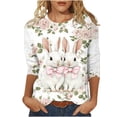 thumbnail image 1 of Idoravan Womens Tops 3/4 Sleeves for Summer Women's Easter Print Loose Casual Round Neck Three-Quarter Sleeve T-Shirt Pullover, 1 of 5