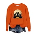 thumbnail image 1 of Idoravan Womens Tops Long Sleeve Shirts for Women Women's Loose And Casual Halloween Printed Long-sleeved Round-neck Capless Sweater Orange S, 1 of 6