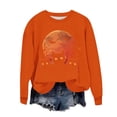 thumbnail image 1 of Idoravan Womens Tops Long Sleeve Shirts for Women Women's Loose And Casual Halloween Printed Long-sleeved Round-neck Capless Sweater Orange XL, 1 of 6