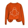 thumbnail image 1 of Idoravan Womens Tops Long Sleeve Shirts for Women Women's Round Neck Printed Long Sleeve Hoodless Sweatshirts Fashion And Leisure Top Orange M, 1 of 4
