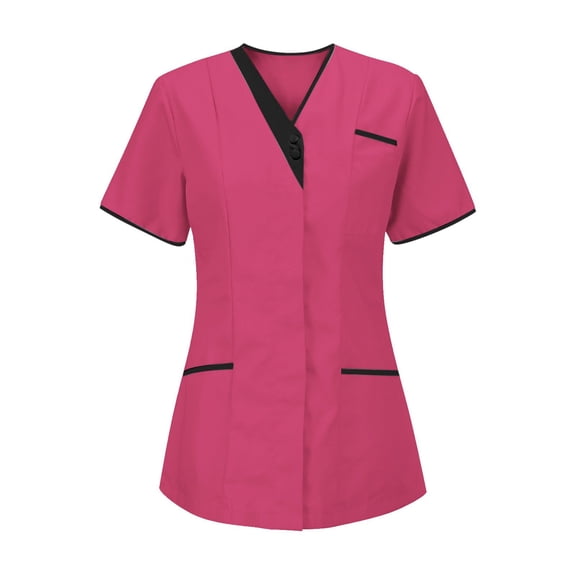 Idoravan Womens Tops Plus Size 3X Women's Nurses Tunic Uniform Clinic Carer V-Neck Protective Clothing