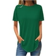thumbnail image 1 of Idoravan Womens Tops Short Sleeve Blouse Women's Fashion Sold Short Sleeves Blouse Round Neck Casual, 1 of 3