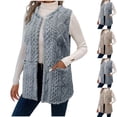 thumbnail image 1 of Idoravan Womens Vest Plush Women's Knit Sweater Sleeveless Button Down Cardigan Outwear with Pockets Womens Winter Vest Plush Womens Plush Jacket Womens Clothes Womens Vest, 1 of 2