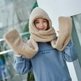 thumbnail image 1 of Idoravan Womens Winter Beanie Hat Scarf Set Women's Winter Scarf Three Piece Suit Double Layer Thickened Warm Hat Scarf Gloves Hat Beige, 1 of 6