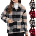 thumbnail image 1 of Idoravan Womens Winter Clothes Fashion Ladies' Winter Plaid Long-sleeved Turtleneck Jacket Khaki L, 1 of 10