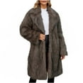 thumbnail image 1 of Idoravan Womens Winter Jackets , Coats Womens Ladies Warm Faux Furry Long Coat Jacket Winter Solid V-neck Outerwear Dark Gray XXL, 1 of 7