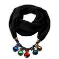 thumbnail image 1 of Idoravan Womens Winter Scarf Women Cotton Linen Necklace Pendant Scarf Ethnic Style Soft Necklace Scarf Black, 1 of 1